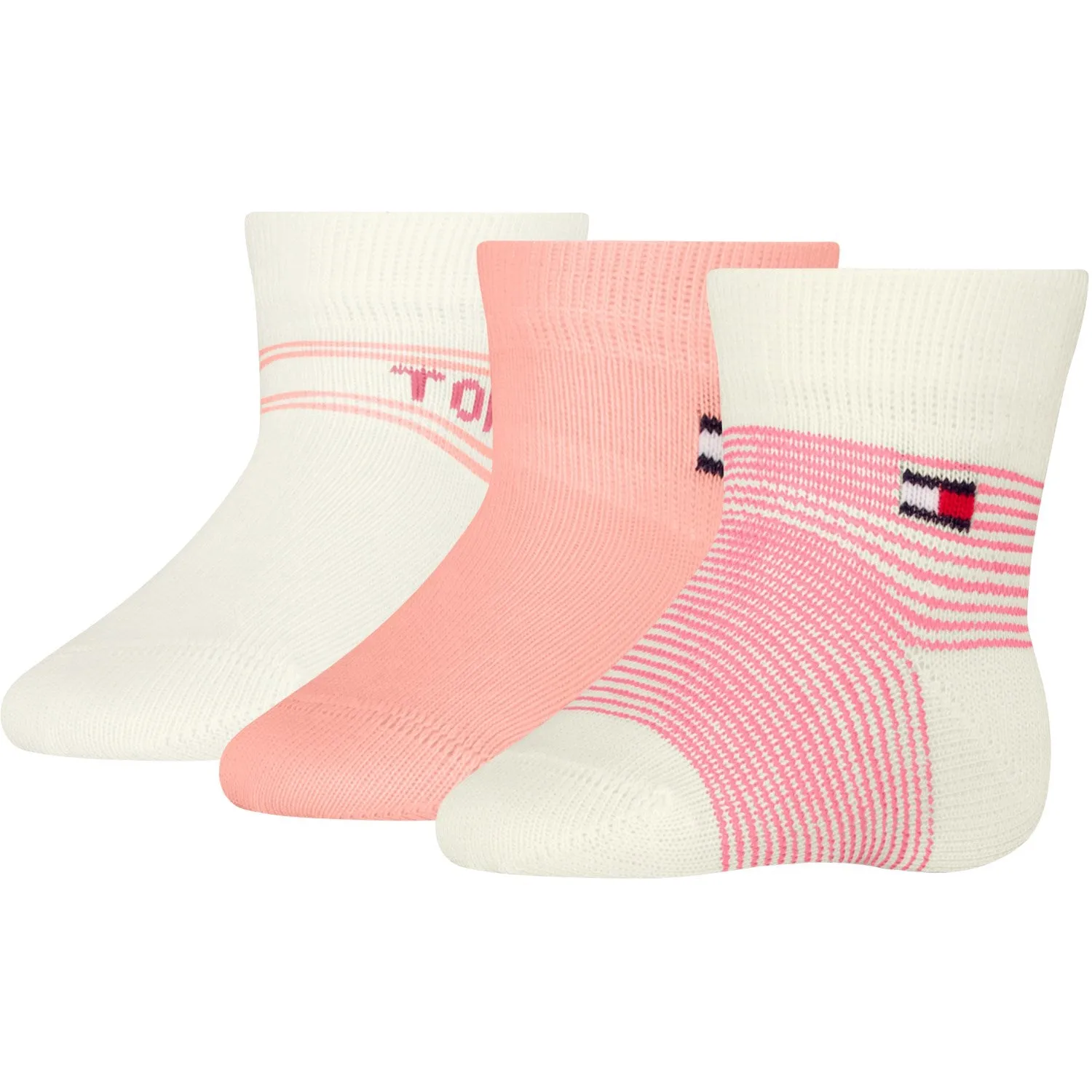 Tommy Hilfiger Pink Baby Socks 3-pack Giftbox Stripe