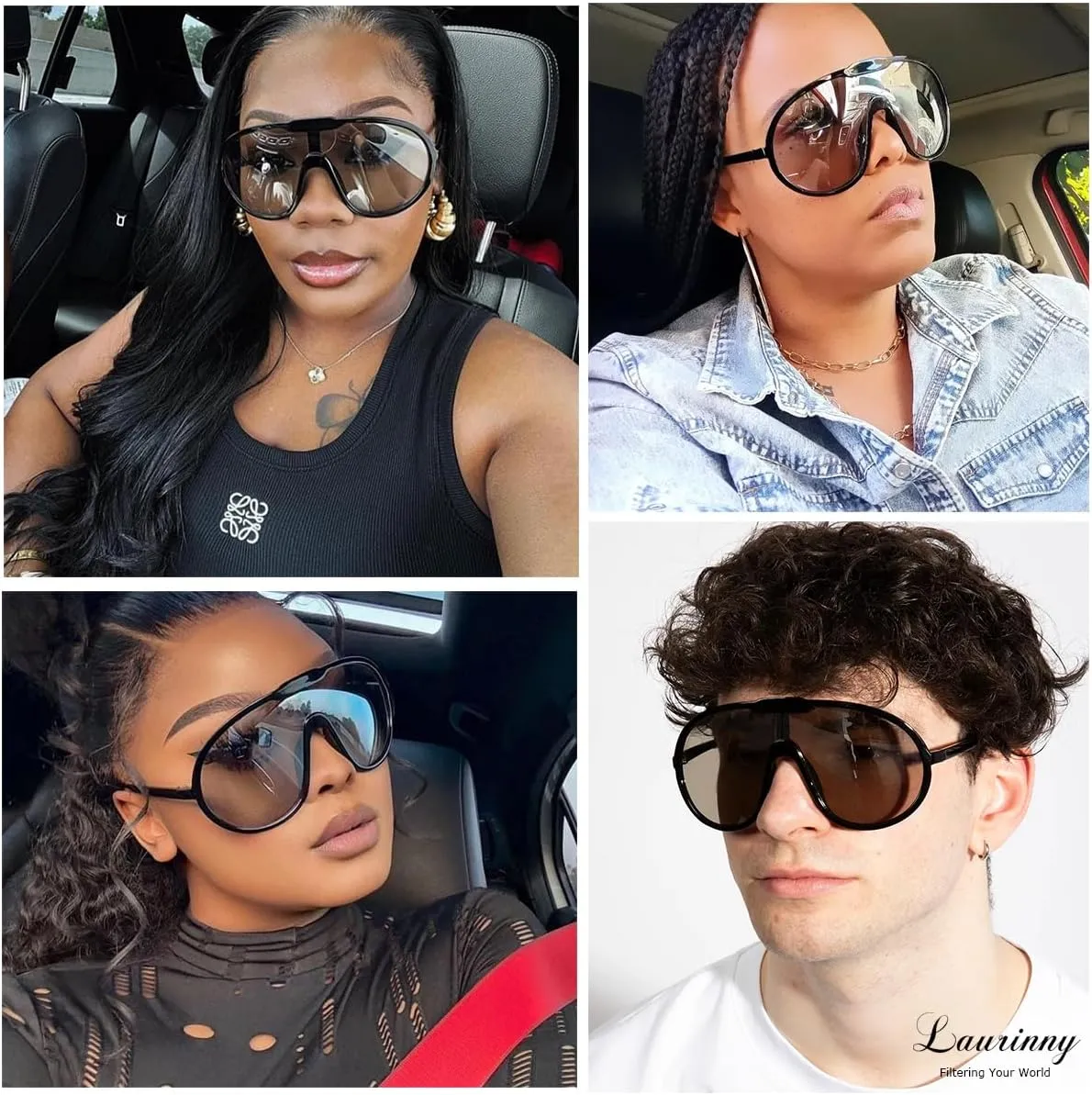 Trendy Oversized Sunglasses for Women Men Fashion Shield Big Aviator Sun Glasses UV400 Protection Goggles