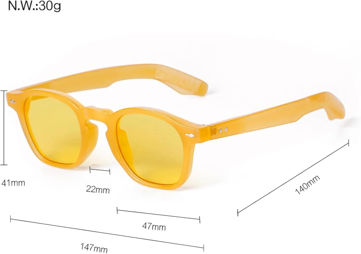Trendy Retro Yellow Orange Sunglasses Women Men Luxury Vintage Rivet Frame Sun Glasses Classic Green Shades