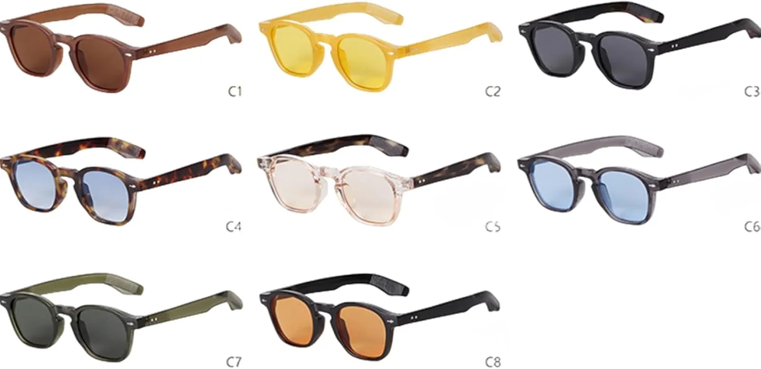 Trendy Retro Yellow Orange Sunglasses Women Men Luxury Vintage Rivet Frame Sun Glasses Classic Green Shades