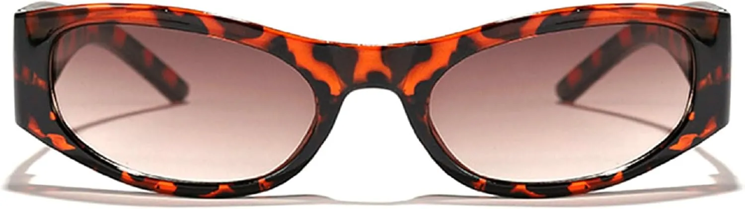 Trendy Women's Oval Sunglasses Fashion Luxury Small Brown Sexy Cat Eye Sunglasses Women Vintage Punk Shades Eyewear
