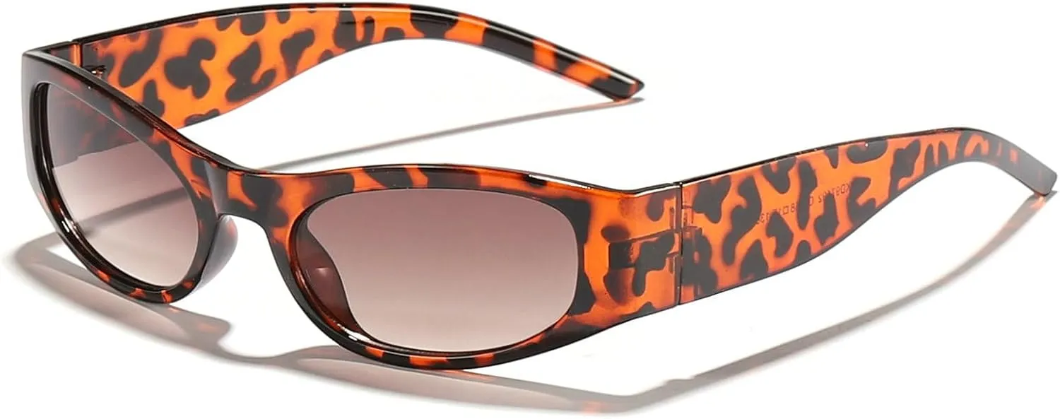 Trendy Women's Oval Sunglasses Fashion Luxury Small Brown Sexy Cat Eye Sunglasses Women Vintage Punk Shades Eyewear