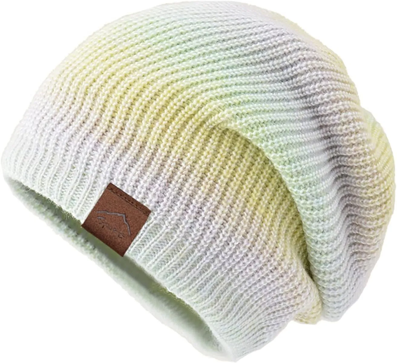 tuduoms Womens Tie Dye Hats Winter Wool Warm Rib Cable Knit Beanies Hat Teen Girls Trendy Cute Skull Ski Cap Pom Pom Beanie