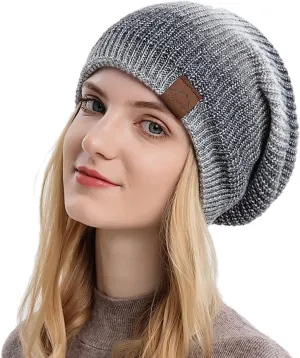 tuduoms Womens Tie Dye Hats Winter Wool Warm Rib Cable Knit Beanies Hat Teen Girls Trendy Cute Skull Ski Cap Pom Pom Beanie