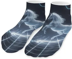 Unicorn White Thundering Mythical Rearing Horse Ankle Socks Breathable Low Cut Sports Socks Casual No Show Sock for Women Men