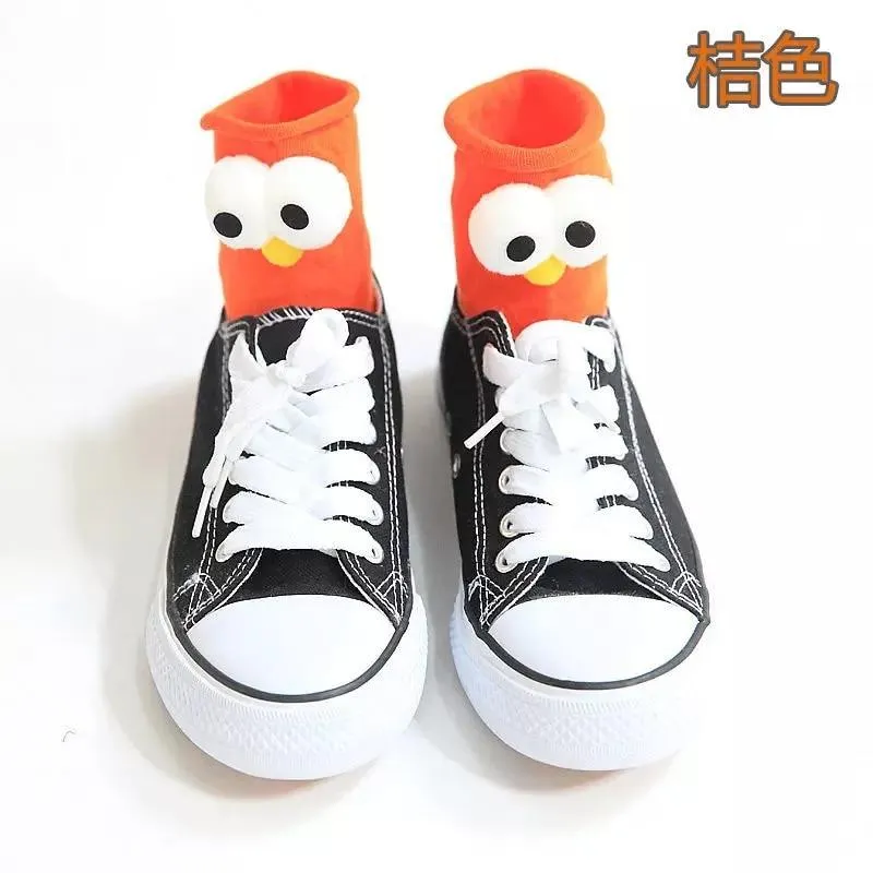 Unisex 3D Eyes Cartoon Design Cotton Socks