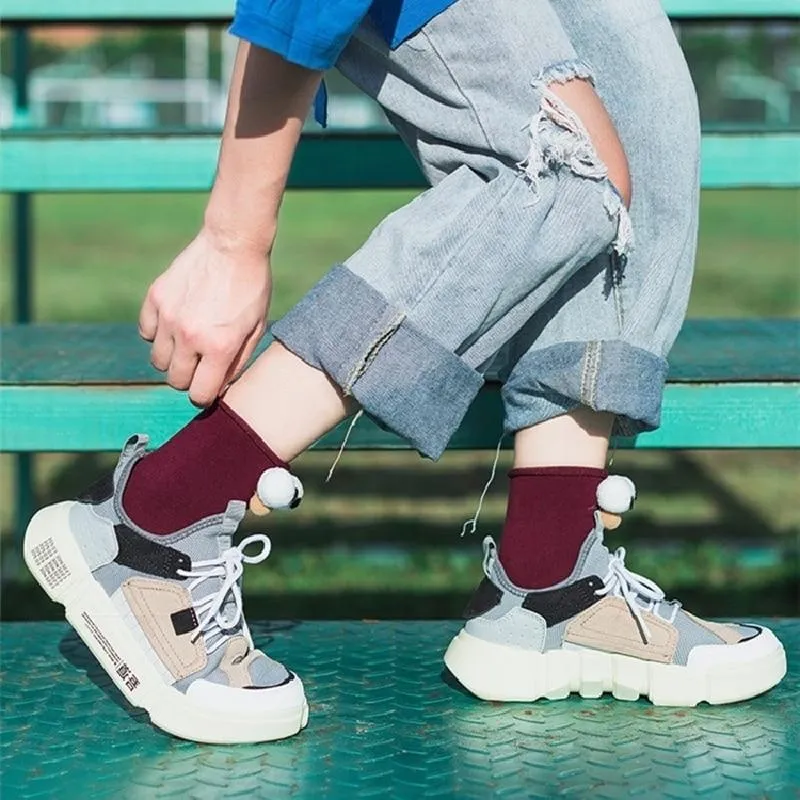 Unisex 3D Eyes Cartoon Design Cotton Socks