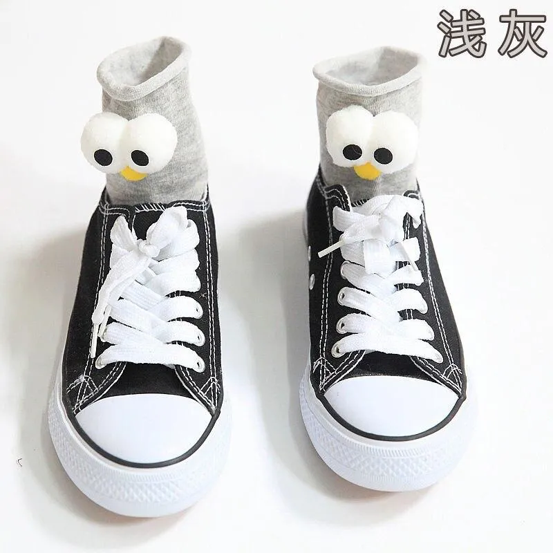 Unisex 3D Eyes Cartoon Design Cotton Socks