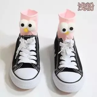 Unisex 3D Eyes Cartoon Design Cotton Socks