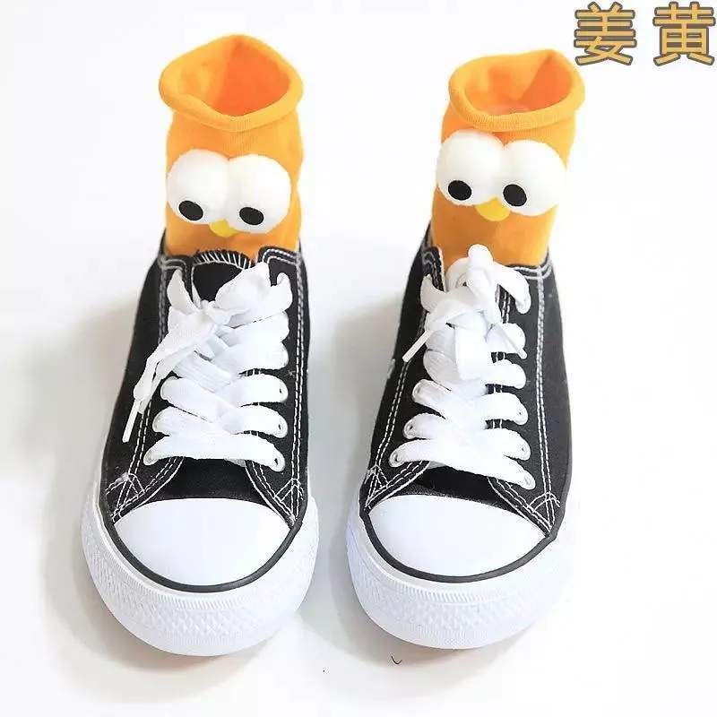 Unisex 3D Eyes Cartoon Design Cotton Socks