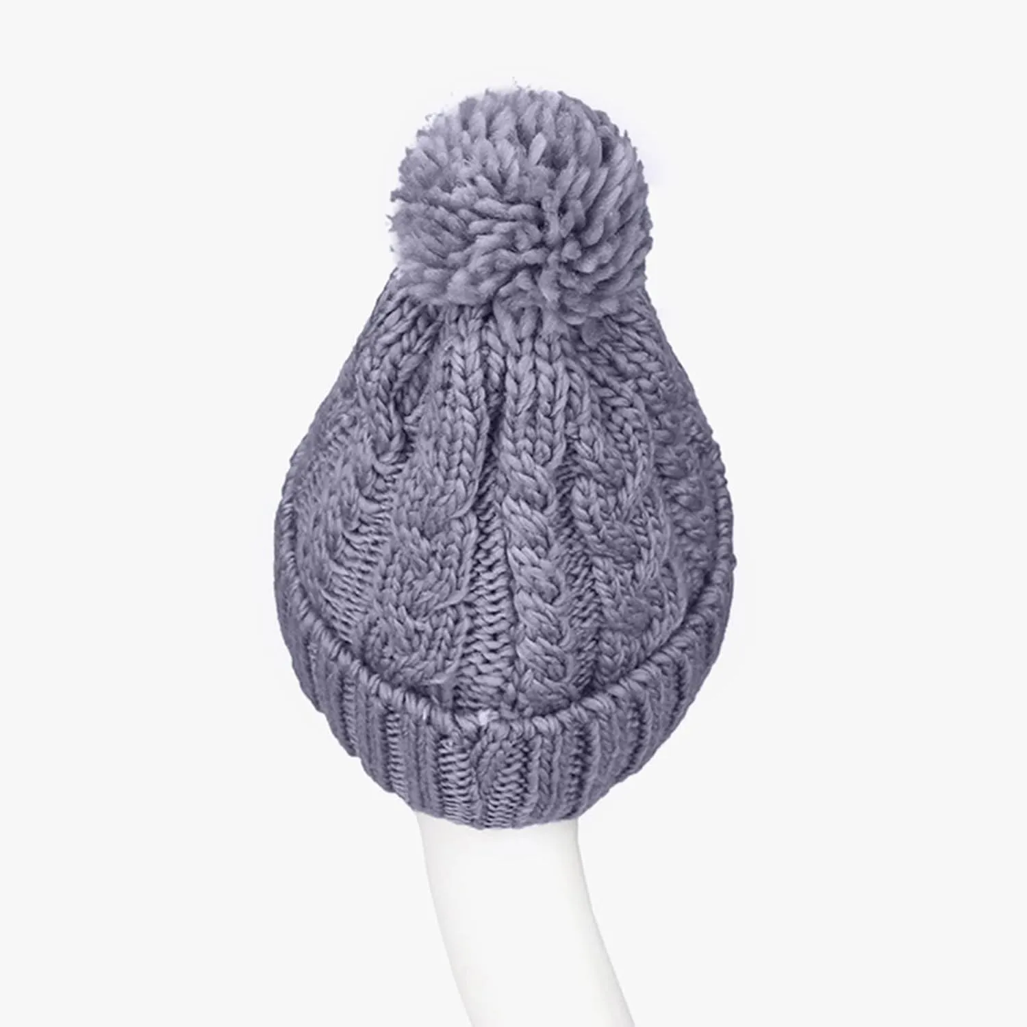 Unisex Winter Pompom Beanie Hat Thermal Lined Warm Hats, Thick Slouchy Snow Ski Knit Crossed Cap for Ladies