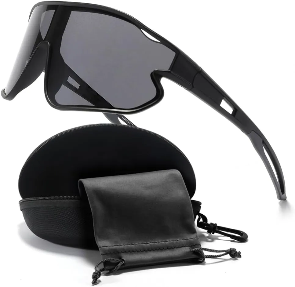 Unisex Youth Cycling Sunglasses For Tennis Softball, One-piece UV400 Wraparound Baseball Shades Outdoors & Indoors.