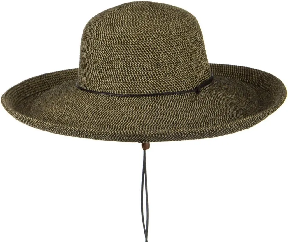 UPF 50  Cotton Paper Braid Kettle Brim Hat