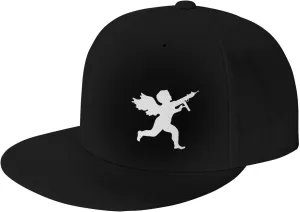 Vanilla Ice Cupid Logo Flat Brim Cap Unisex Flat Bill Baseball Cap Black