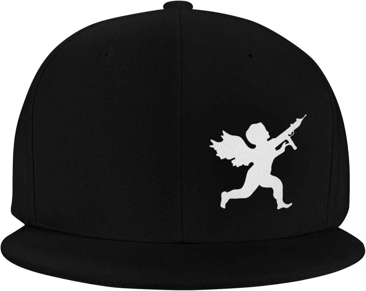 Vanilla Ice Cupid Logo Flat Brim Cap Unisex Flat Bill Baseball Cap Black