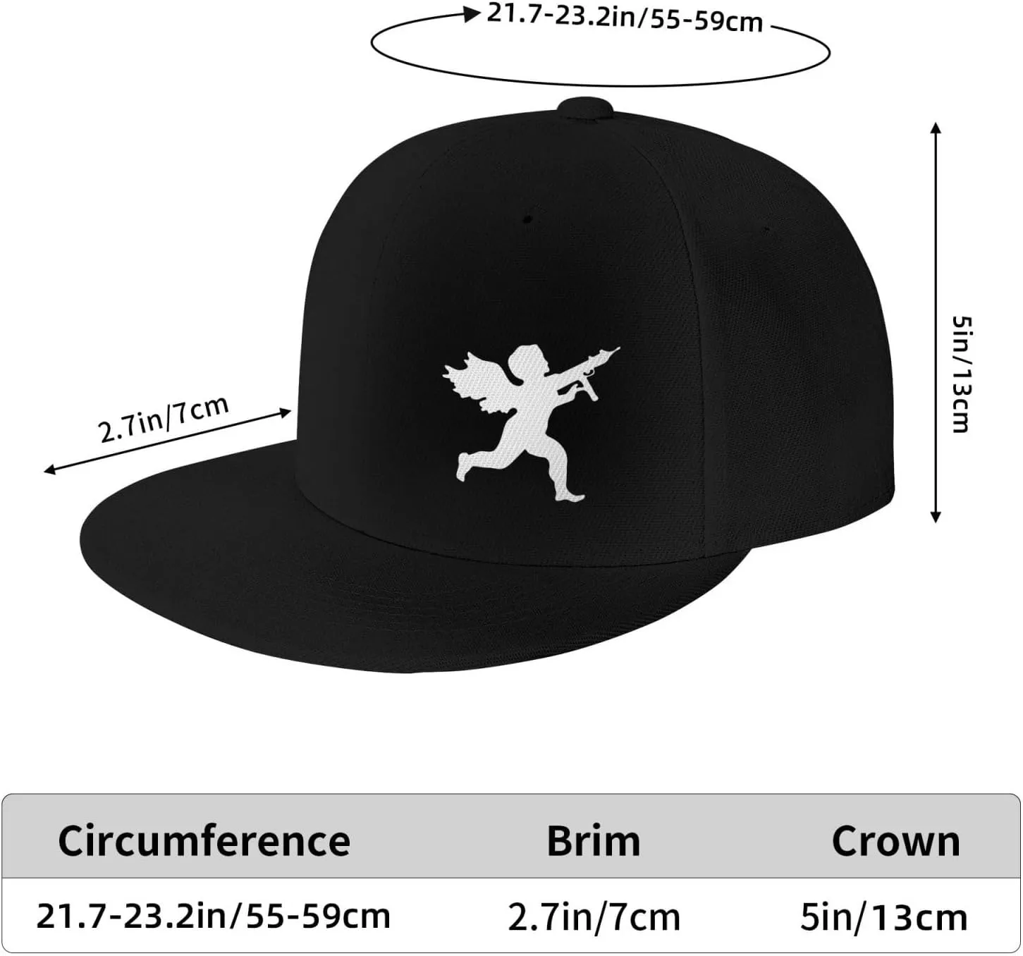 Vanilla Ice Cupid Logo Flat Brim Cap Unisex Flat Bill Baseball Cap Black