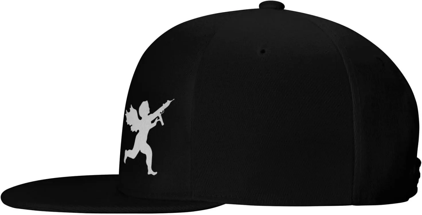 Vanilla Ice Cupid Logo Flat Brim Cap Unisex Flat Bill Baseball Cap Black