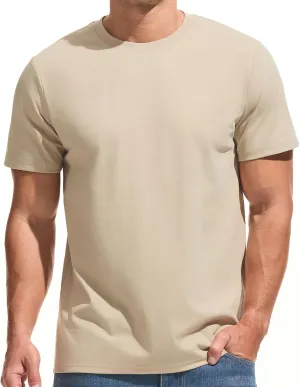 VEIISAR Men's Midweight Crew Neck T-Shirt - 210GSM Soft Cotton Blend, Regular Fit for Cooling Comfort