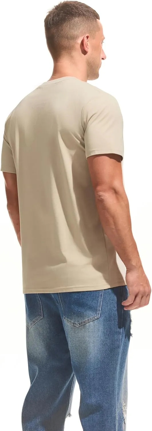 VEIISAR Men's Midweight Crew Neck T-Shirt - 210GSM Soft Cotton Blend, Regular Fit for Cooling Comfort