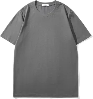 VEIISAR Men's Midweight Crew Neck T-Shirt - 210GSM Soft Cotton Blend, Regular Fit for Cooling Comfort