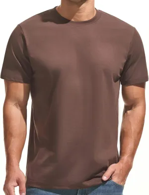 VEIISAR Men's Midweight Crew Neck T-Shirt - 210GSM Soft Cotton Blend, Regular Fit for Cooling Comfort