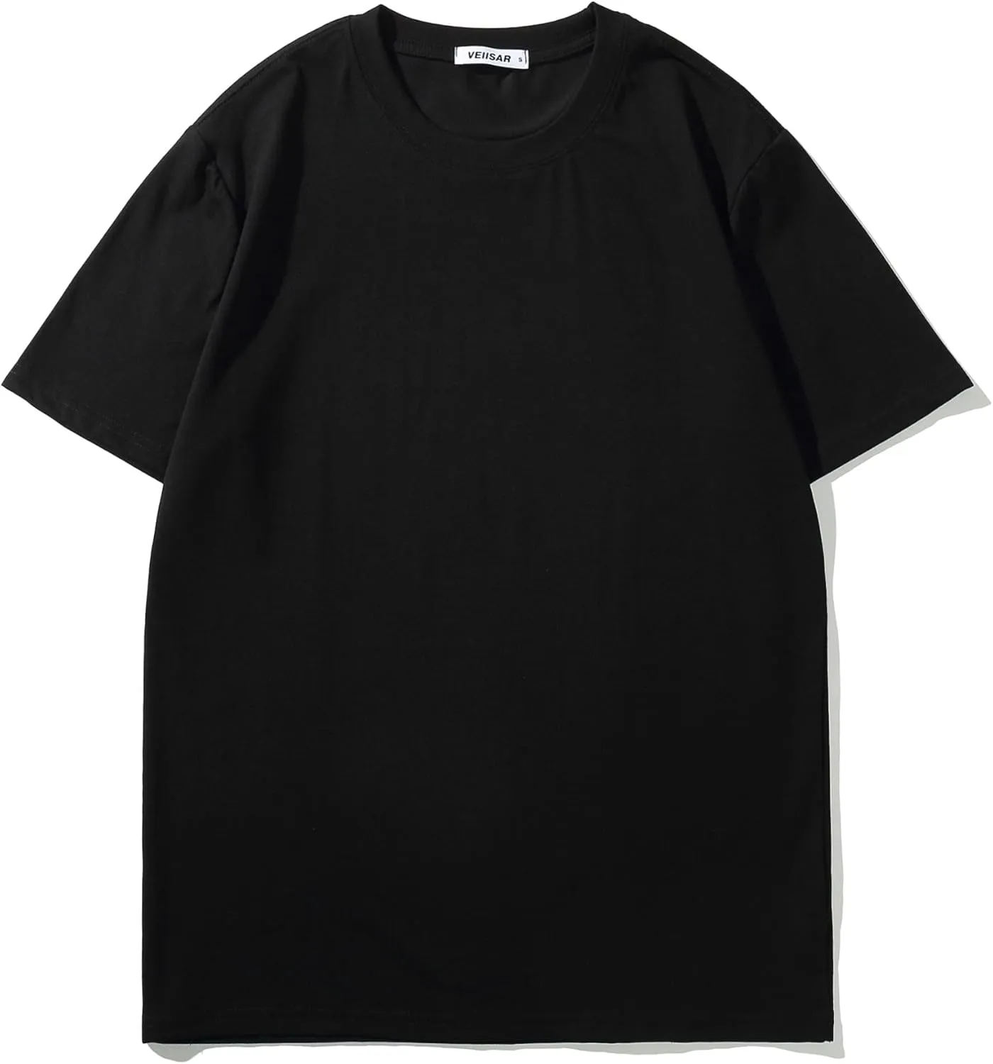VEIISAR Men's Midweight Crew Neck T-Shirt - 210GSM Soft Cotton Blend, Regular Fit for Cooling Comfort