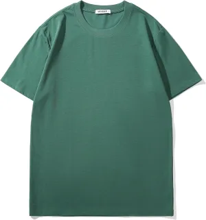 VEIISAR Men's Midweight Crew Neck T-Shirt - 210GSM Soft Cotton Blend, Regular Fit for Cooling Comfort