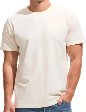 VEIISAR Men's Midweight Crew Neck T-Shirt - 210GSM Soft Cotton Blend, Regular Fit for Cooling Comfort