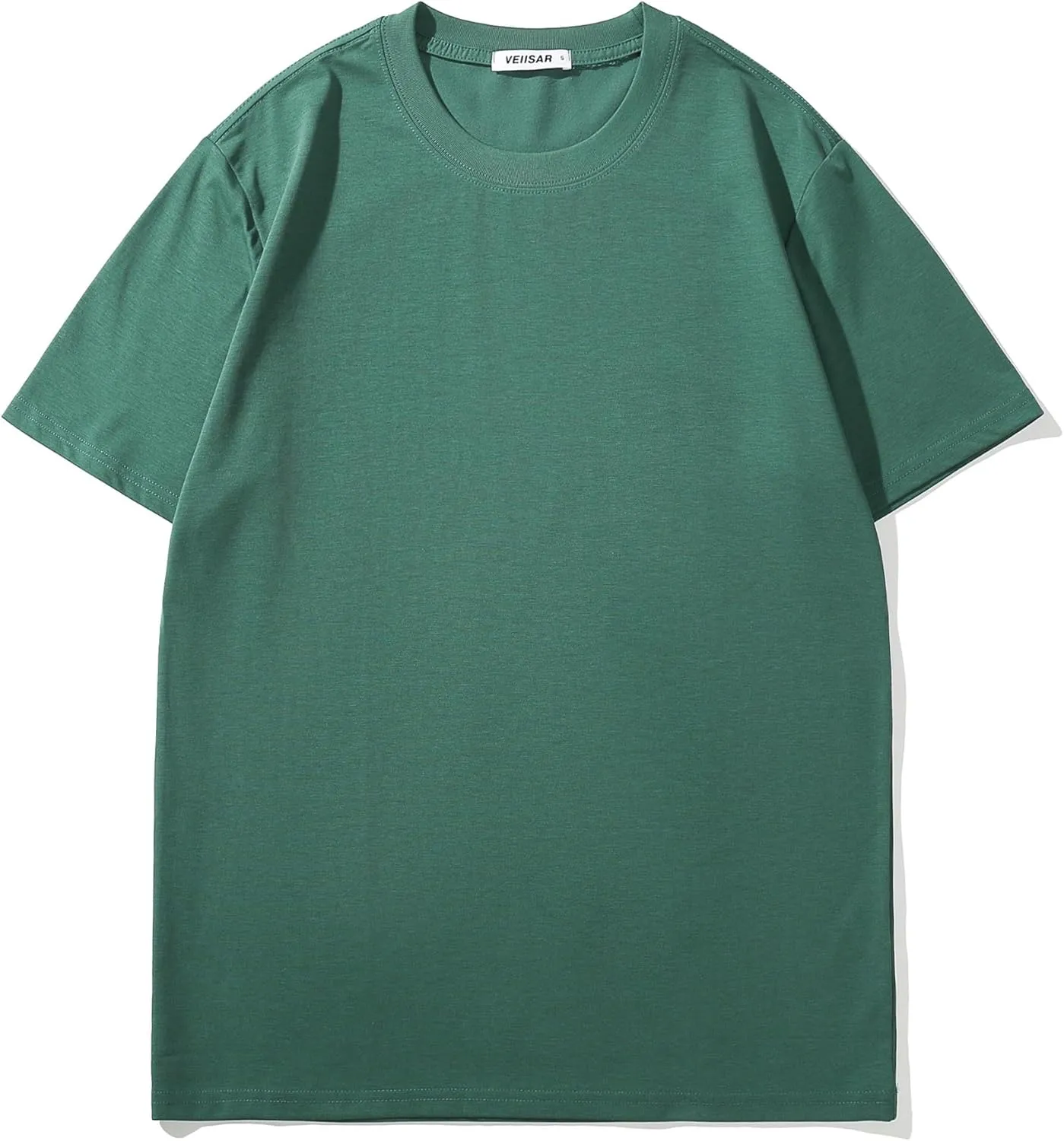 VEIISAR Men's Midweight Crew Neck T-Shirt - 210GSM Soft Cotton Blend, Regular Fit for Cooling Comfort