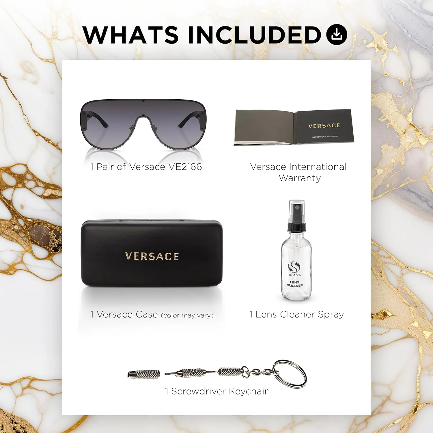 Versace VE2166 Non-Polarized Aviator Sunglasses for Women  Pale Gold Metal Frame with Temples, eShades Eyewear Kit Included