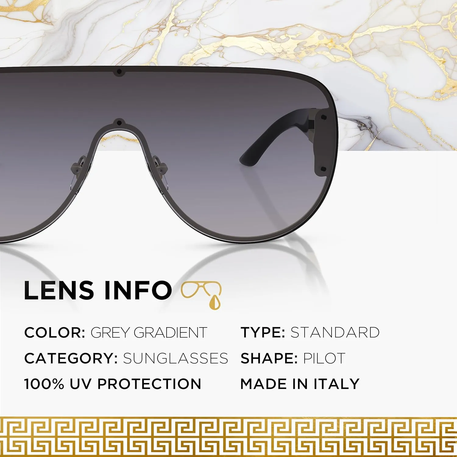 Versace VE2166 Non-Polarized Aviator Sunglasses for Women  Pale Gold Metal Frame with Temples, eShades Eyewear Kit Included
