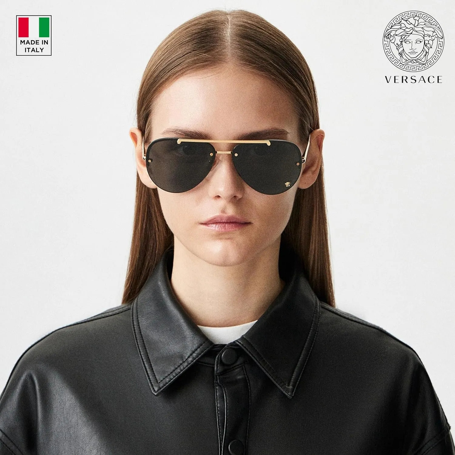 Versace VE2231 Non-Polarized Aviator Sunglasses for Women  Gold Metal Frame with Gold Temples, eShades Eyewear Kit Included
