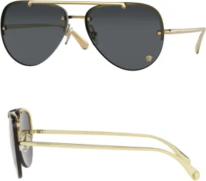 Versace VE2231 Non-Polarized Aviator Sunglasses for Women  Gold Metal Frame with Gold Temples, eShades Eyewear Kit Included