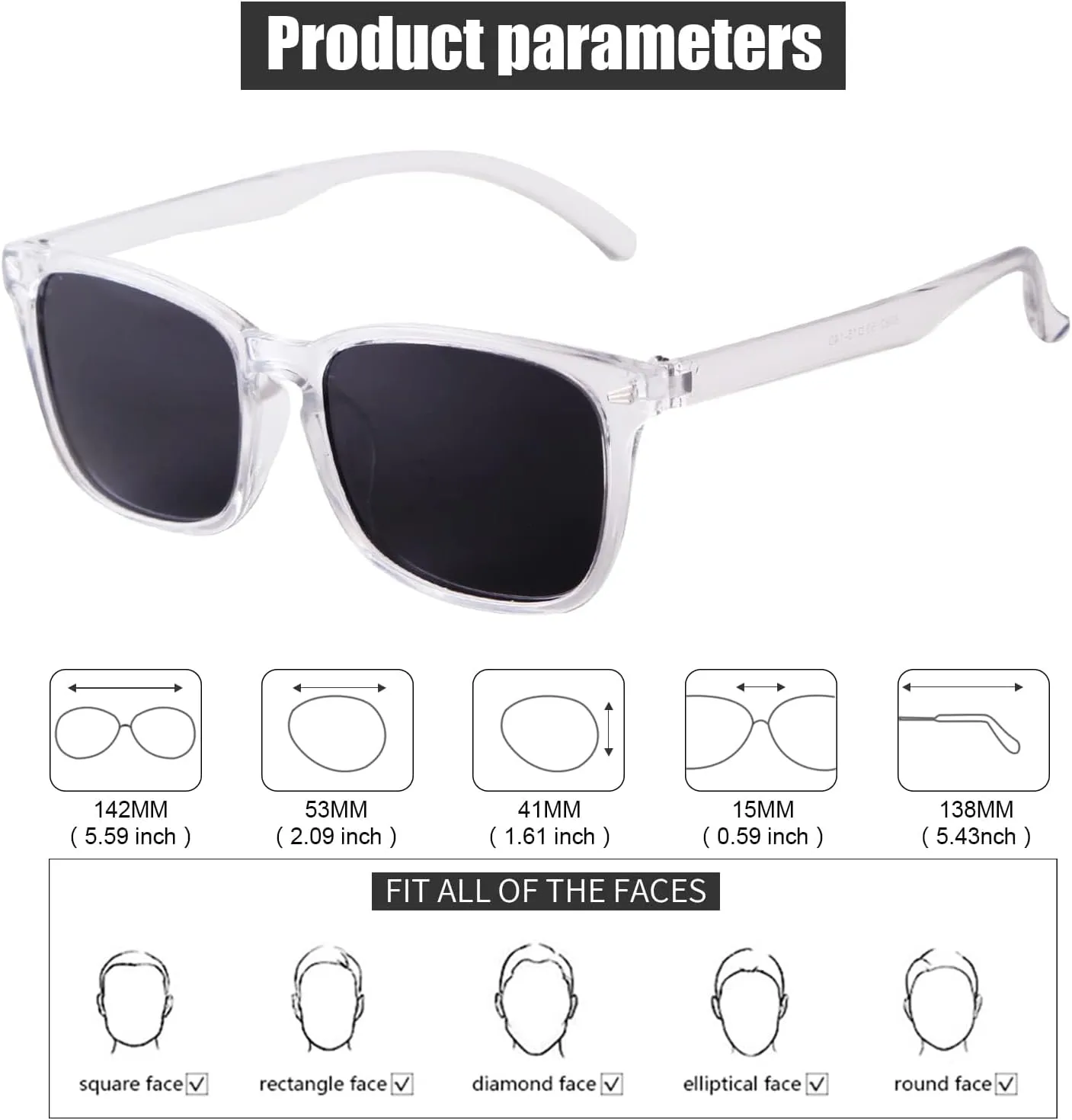 VIA LEECA Classic Polarized Sunglasses for Women and Men 100% UV Protection Square Glasses for Driving,Fishing and Traveling
