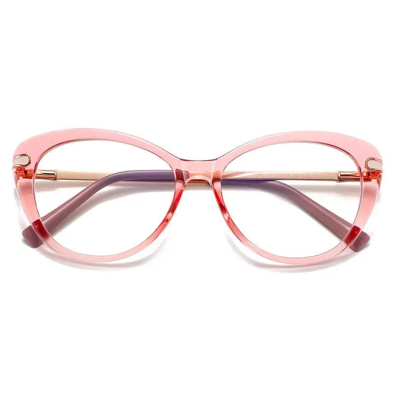Vicky Women's Full Rim Square Acetate Stainless Steel Reading Glasses 2088