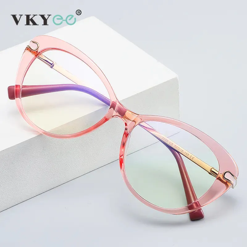 Vicky Women's Full Rim Square Acetate Stainless Steel Reading Glasses 2088