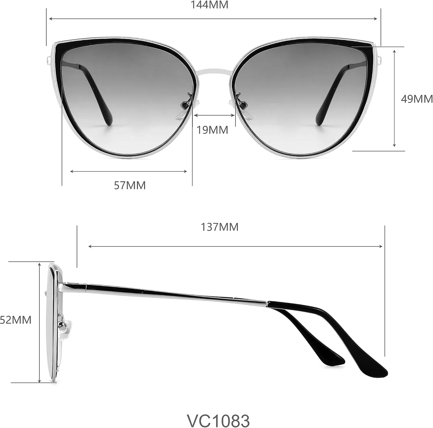 Vince Camuto Women's Vc1083 Vintage Metal 100% Uv Protective Cat Eye Sunglasses. Luxe Gifts for Her, 57 Mm