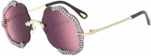 Vintage Fashion Rimless Imitation Diamond Men Women Sunglasses Fashion Trend Hip Hop Party Sun Glasses Uv400