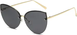 Vintage Gradient Cat Eye Rimless Sunglasses Metal Frames Shades Uv400 Sun Glasses for Women Uv400
