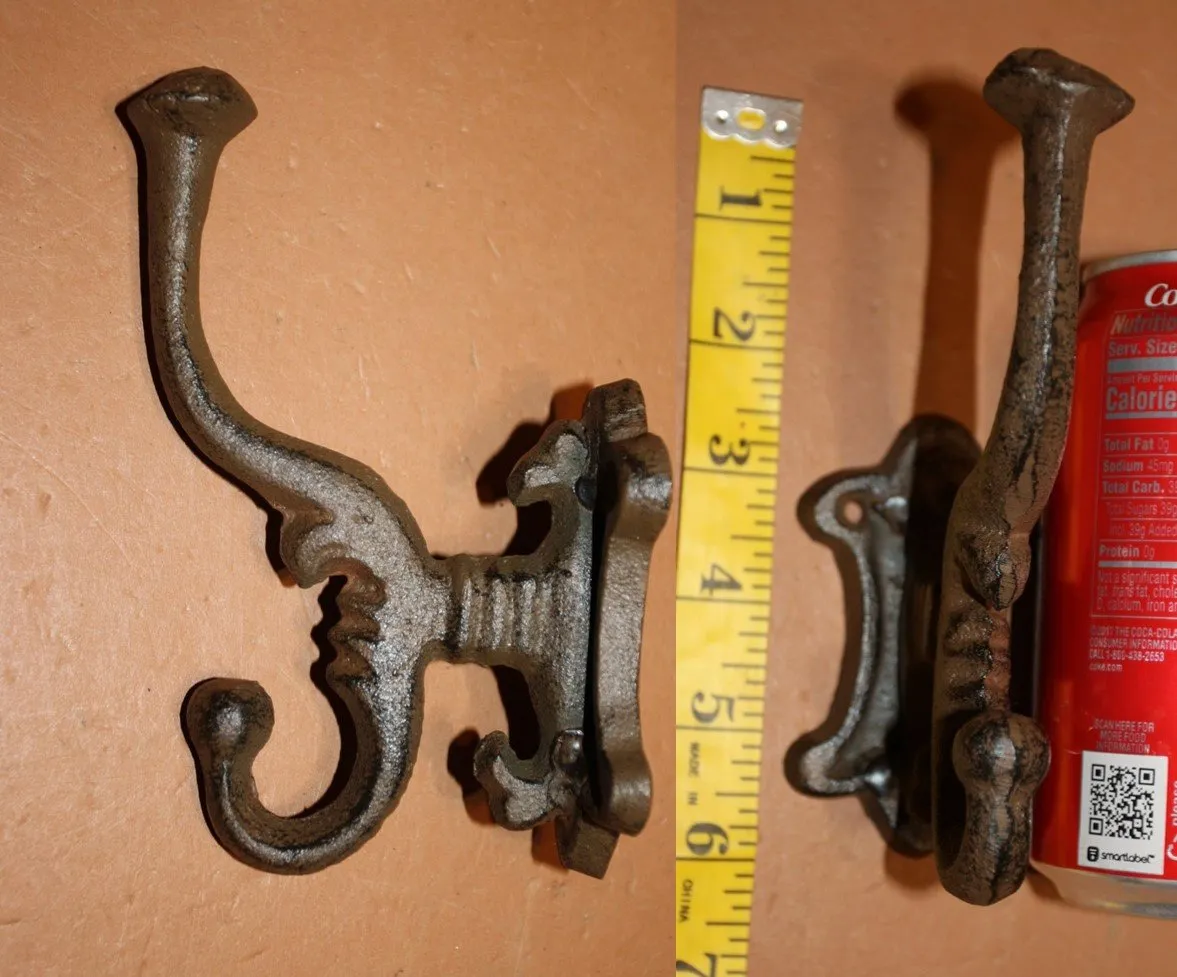 Vintage-look Cast Iron Wall Hooks Top Hat Hook Double Wall Hook. Volume Priced ~  H-17