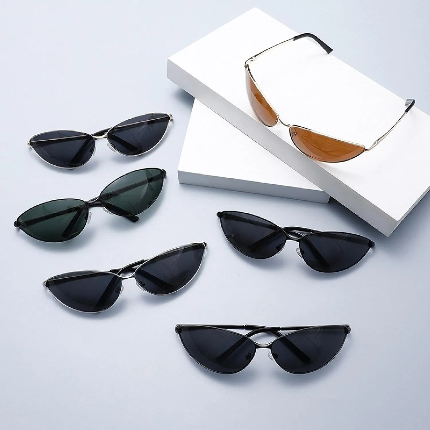 Vintage Metal Frame Sun Glasses Men Sexy Cat Eye Sunglasses Women Outdoor Retro Shades Luxury