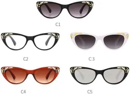 Vintage Retro Small Cat Eye Sunglasses WomenWhite Frame Cateye Sun Glasses White Shades Eyewear