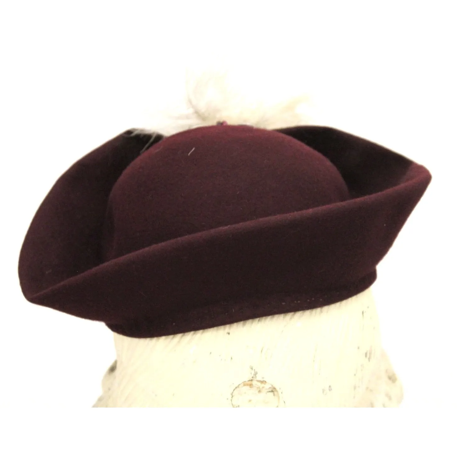 Vintage Womens Hat 1930s Sailor Style Maroon Felt Maribou Feather 22" Guernsey Pie