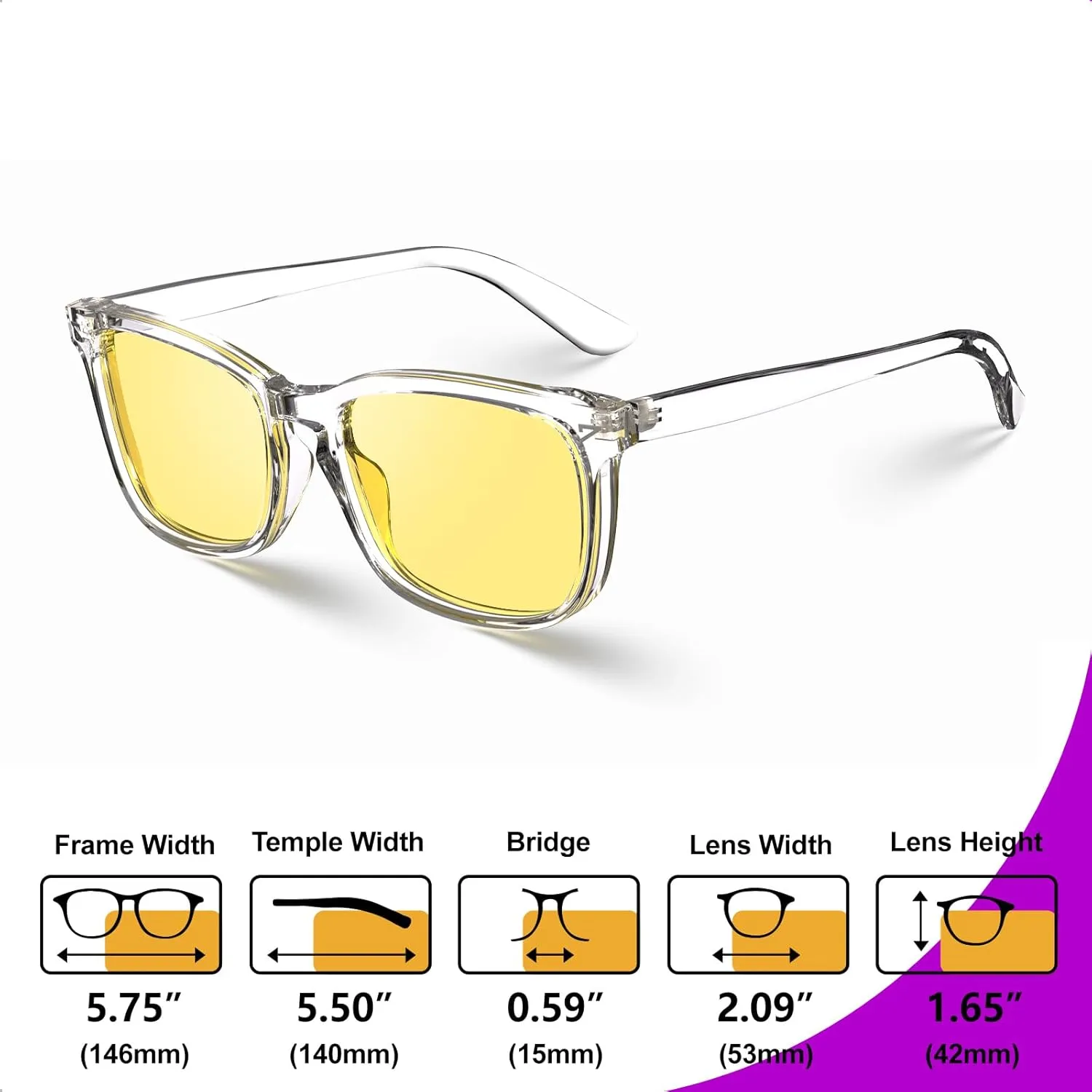 VISOONE Blue Light Blocking Glasses Square with Anti Computer Glare for Gaming Women and Men MONTANA