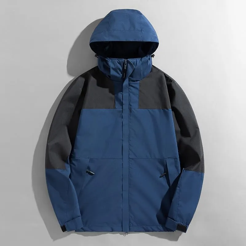 Waterproof windproof loose hooded hiking jacket lightweight windbreaker, men's and women's hiking jacket