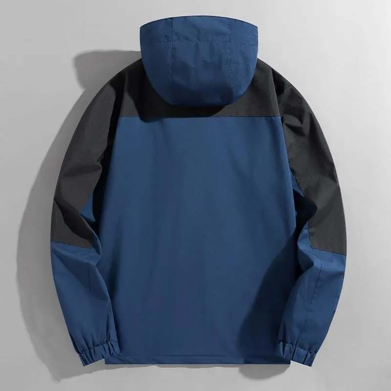 Waterproof windproof loose hooded hiking jacket lightweight windbreaker, men's and women's hiking jacket