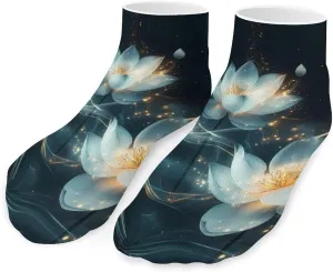 White Flowers Low Cut Ankle Socks Non Slip Invisible Liner Sock Pack Casual Socks For Men Women