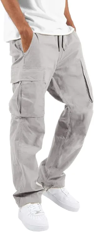 Wild Cargo Pants for Men Baggy Casual Joggers Athletic Pants Hiking Trousers Outdoor Wearing Work Track Pants with Pockets