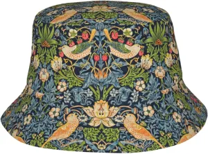 William Morris Strawberry Thief Floral Bucket Hat for Women Men Sun Cap Packable Outdoor Fisherman Hat