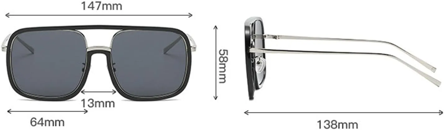 willochra Fashion Oversized Square Sunglasses Women Retro Gradient Shades UV400 Men Trending Metal frame Sun Glasses